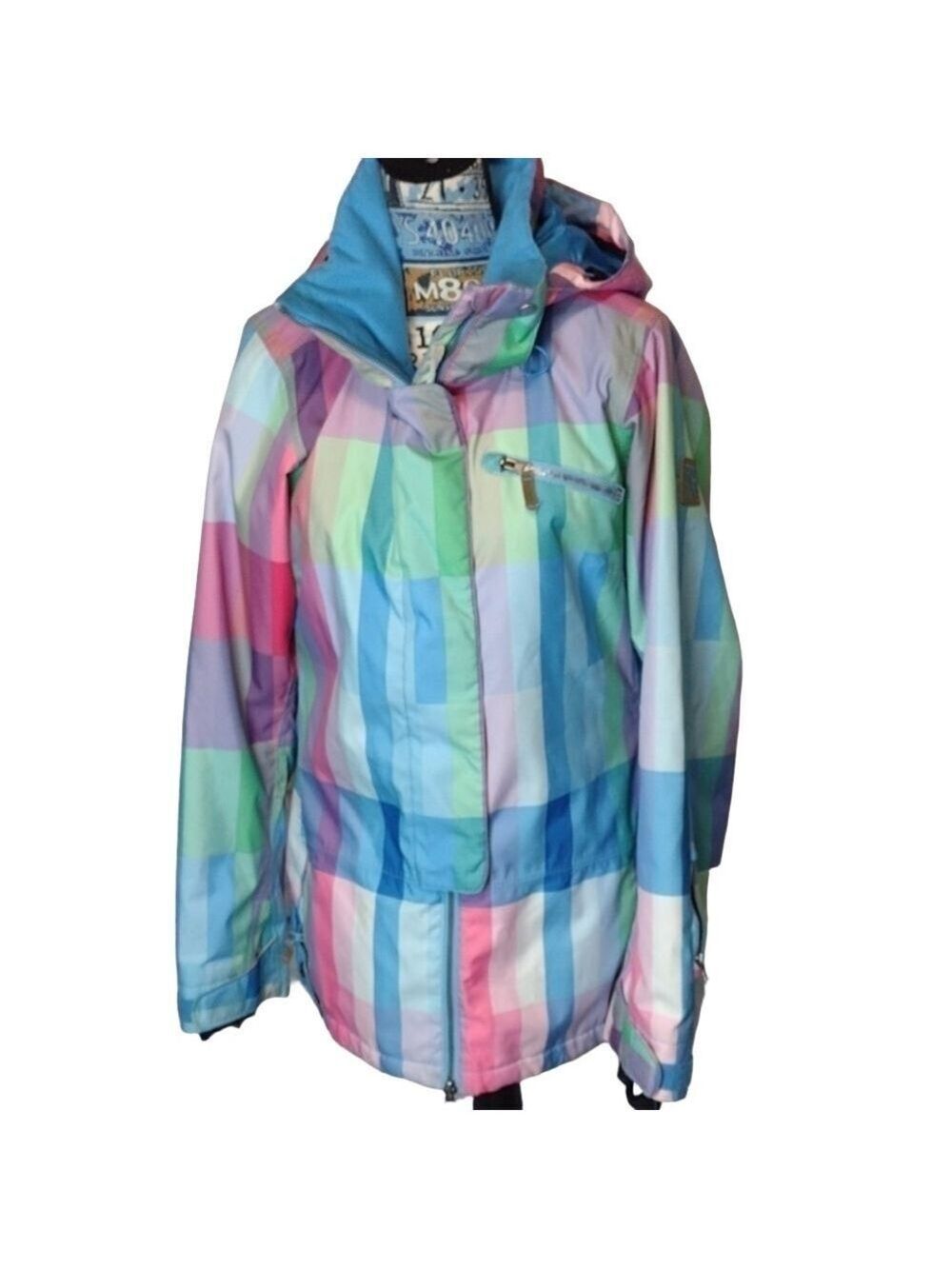 Roxy - 10k long slim fit plaid coat size large